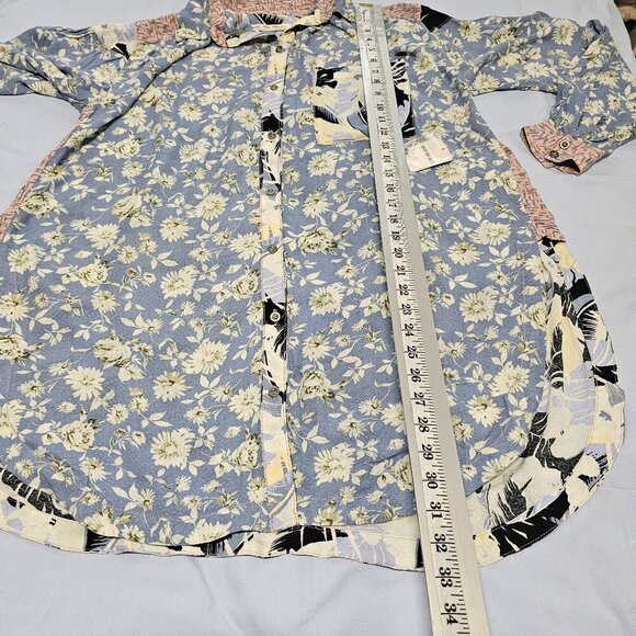 We The Free Oversized Top Tunic Shirt Women Size SX Floral Multicolor - Picture 9 of 12
